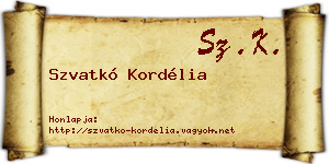 Szvatkó Kordélia névjegykártya